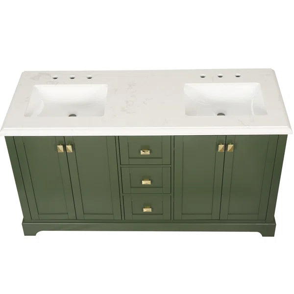 Double Bathroom Vanity with Ceramic Top