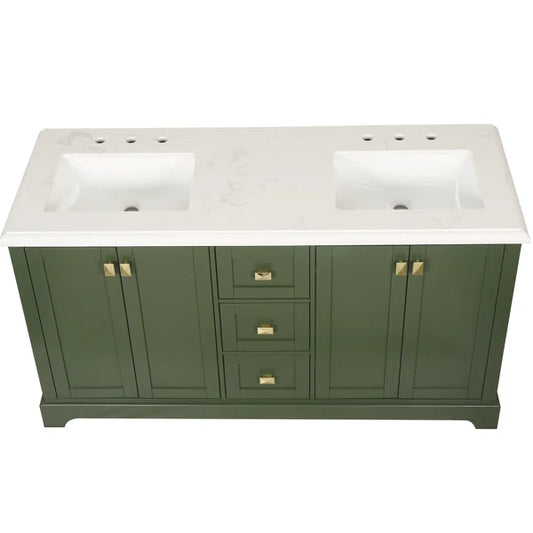 Double Bathroom Vanity with Ceramic Top