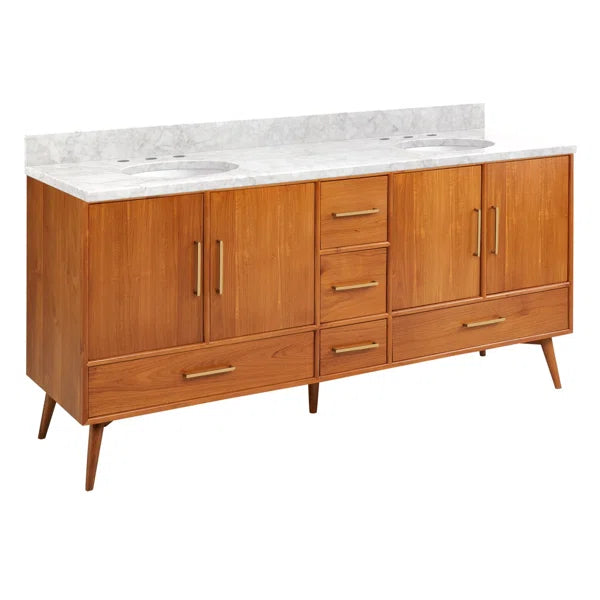 Double Bathroom Vanity Set with Oval Undermount Sinks