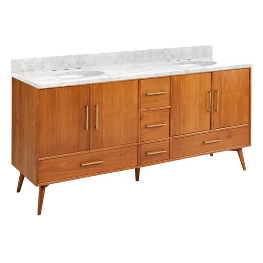 Double Bathroom Vanity Set with Oval Undermount Sinks